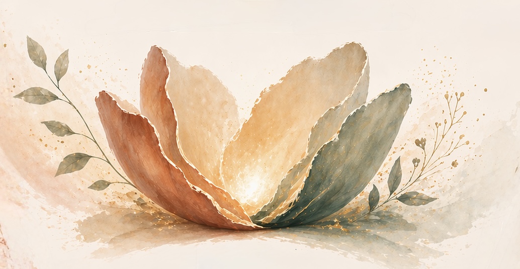 Watercolor bloom symbolizing unfolding and healing